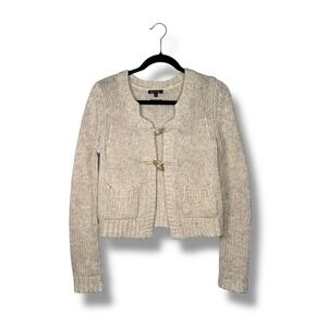 Massimo Dutti Cream‎ Knit Cardigan Womens S Toggle Front Pockets